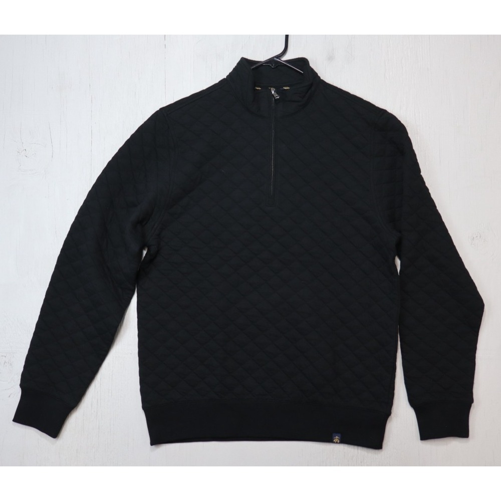 Brooks Brothers Mens Jacket Size M Black Quilted 1/4 Zip Casual Pullover